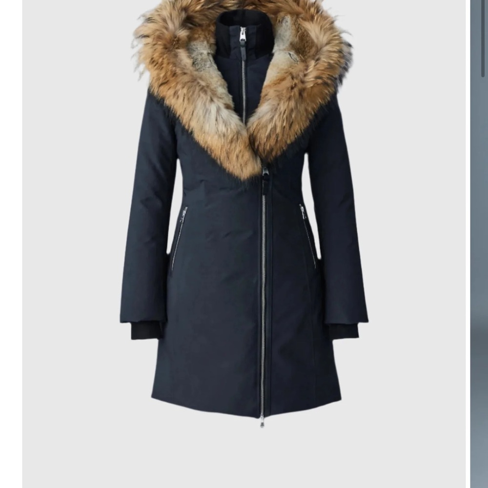 Mackage Black Puffer Coat with Fur Trim